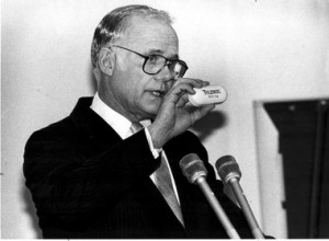1.James E. Burke, Chairman, Board of Directors and Chief Executive Officer Johnson & Johnson, holding a new Caplet to be distributed in place of the capsules during a press conference, Johnson & Johnson, New Brunswick. Feb. 17, 1986. Photo by Kathleen D Whelan 2.collins 3.JC New Brunswick NJ 973-392-1530 photolibrary@starledger.com Sent DIRECT TO SELECTS Monday, October 01, 2012 15:49:06 2646 1947